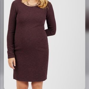 Form Fitting Dark Purple Maternity Sweater Dress